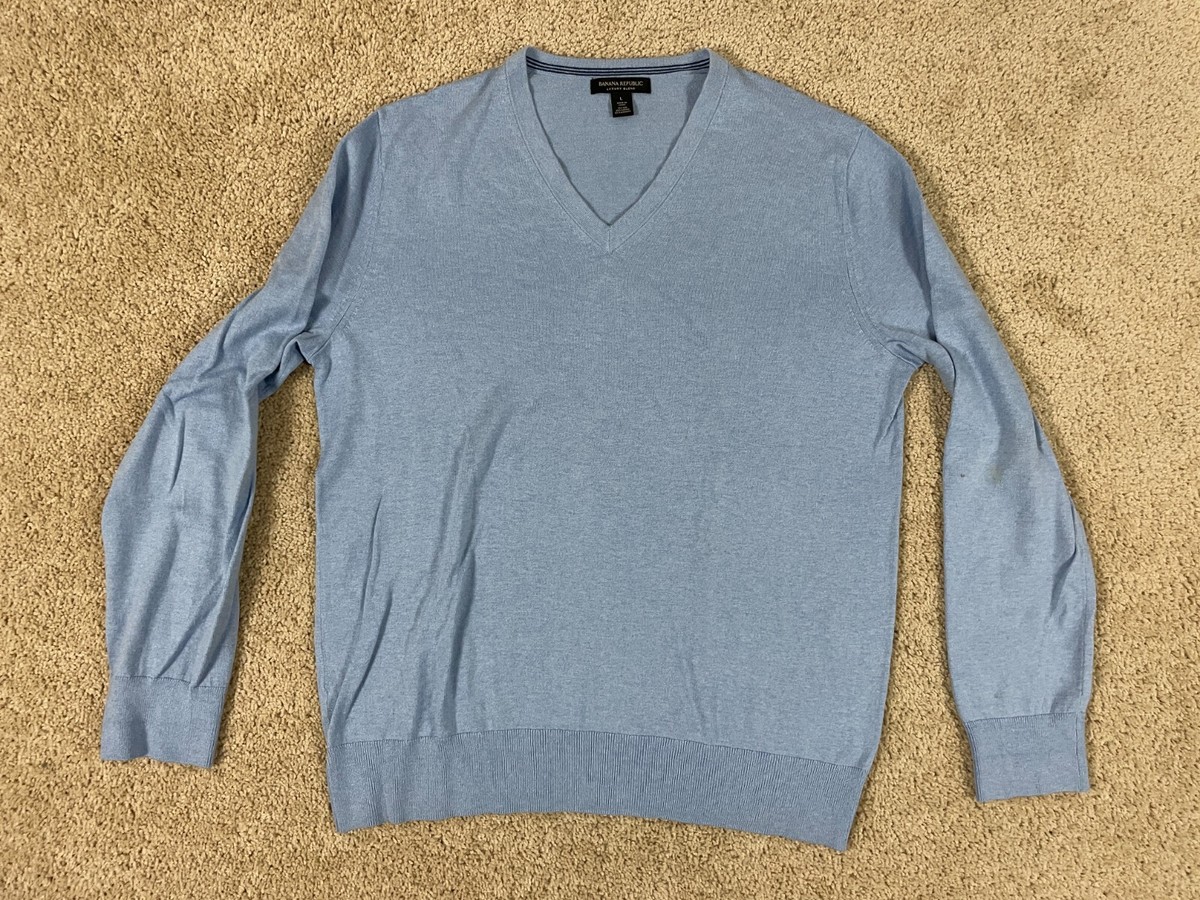 Banana Republic Sweater Mens Large Luxury Blend Silk Cashmere V 