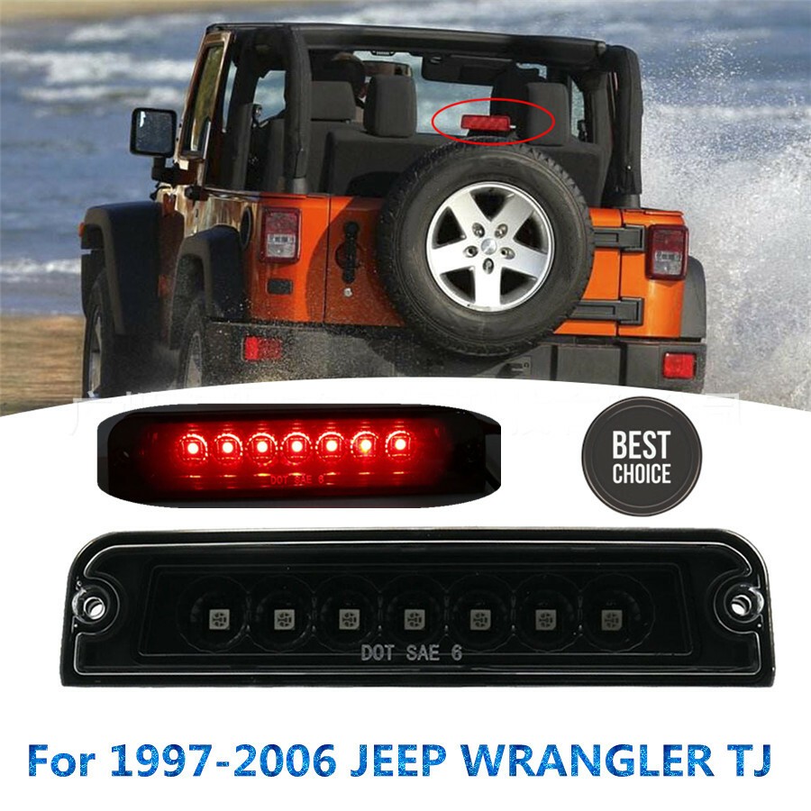 Red 7 LED Smoked 3rd Brake Tail Light Rear Lamp Lens For Jeep Wrangler TJ 97-06 thumbnail 9