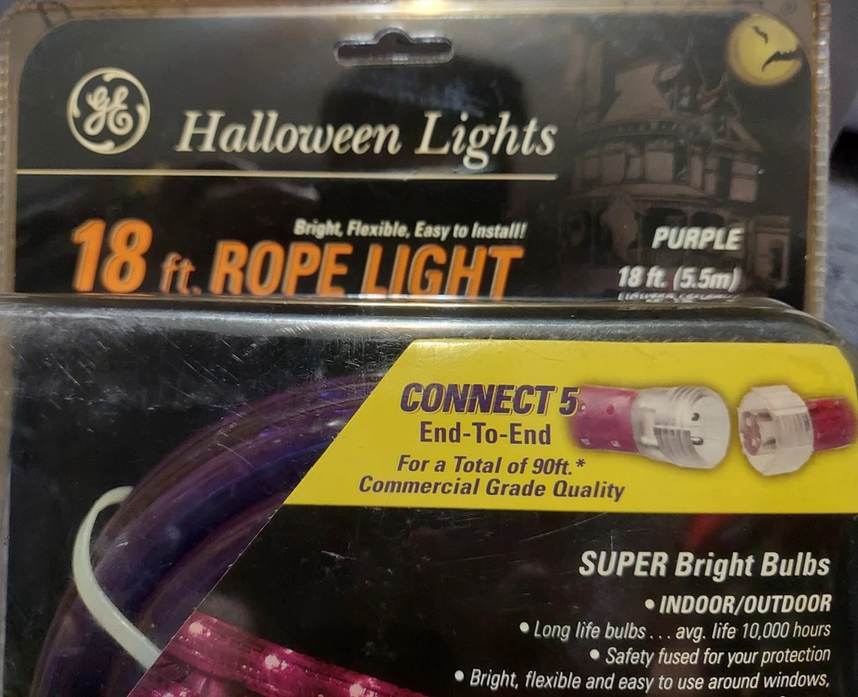 Decoración de Halloween GE 18 pies cuerda púrpura bombillas 216 luces interior y exterior Foto 2 de 4