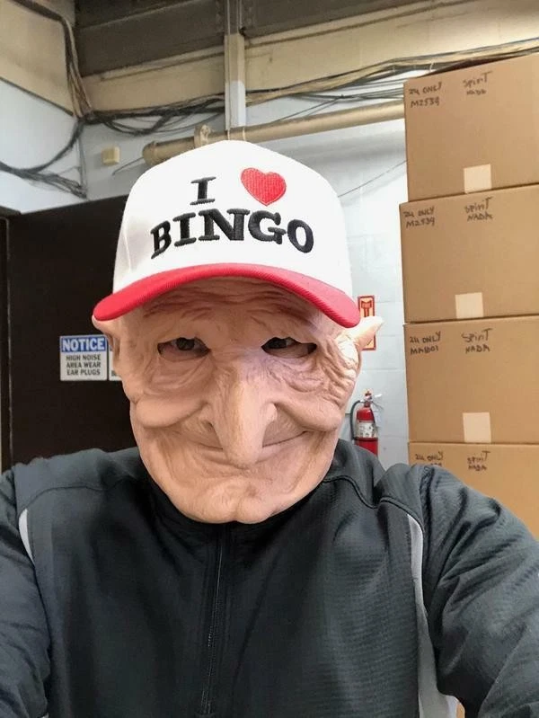 Zagone Be-Nign (B-9) Mask Comical Old Man Frontal Latex Male Face Mask W/Hat