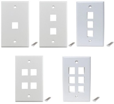 Single Gang Glossy Wall Plate 1 2 3 4 6 Port Network CAT6/8/5 HDMI Keystone Jack