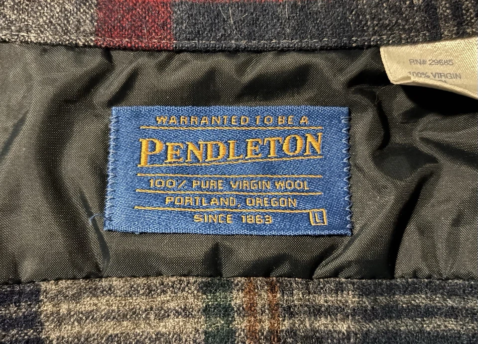 Camisa de franela de lana vintage Pendleton para hombre - L gris/azul a cuadros - Hecha en EE. UU. Foto 3 de 4