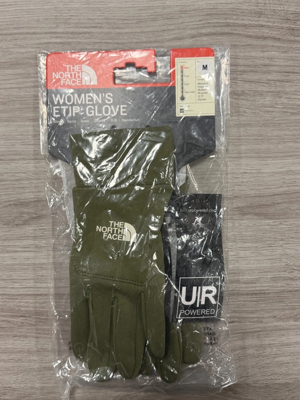 The North Face Women's Etip Gloves Burnt Olive Green MTN Culture Size Large