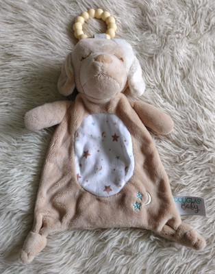 Douglas Baby Tan Dog W/ Stars Lil  Sshlumpie Teether Flat Lovey Security Blanket