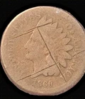 1860 damaged Indian Head Cent (3rd year of mint) #55
