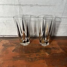 2  Vtg Golden Peaks Tall Collins Glass Anchor Hocking Atomic Arrow 7" MCM