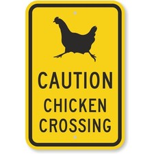 Chicken Crossing Sign Aluminum Weatherproof Outdoor Yard Farm Warning