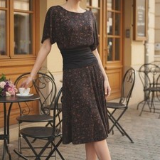 Donna Morgan 6 Dress Vintage Short-Sleeved Classic Stretch Fit Flair Geometric