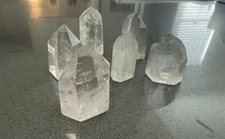 Set of 6 Clear Quartz Crystal Points Brazil 1.75–2” Polished Stones Decor