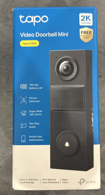 TP-LINK TAPO D205 VIDEO DOORBELL MINI WIRELESS SMART WIFI CAMERA