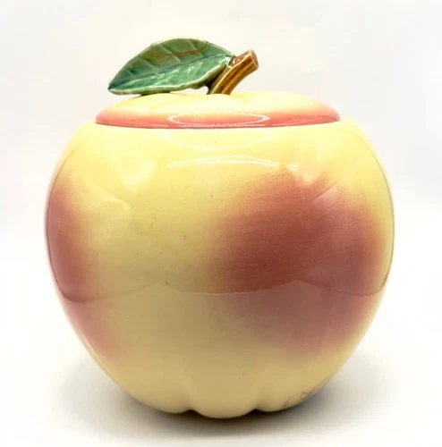 McCoy Vintage Blushing Apple Ceramic Cookie Jar, Mid Century MCM 1940’s - 1950’s