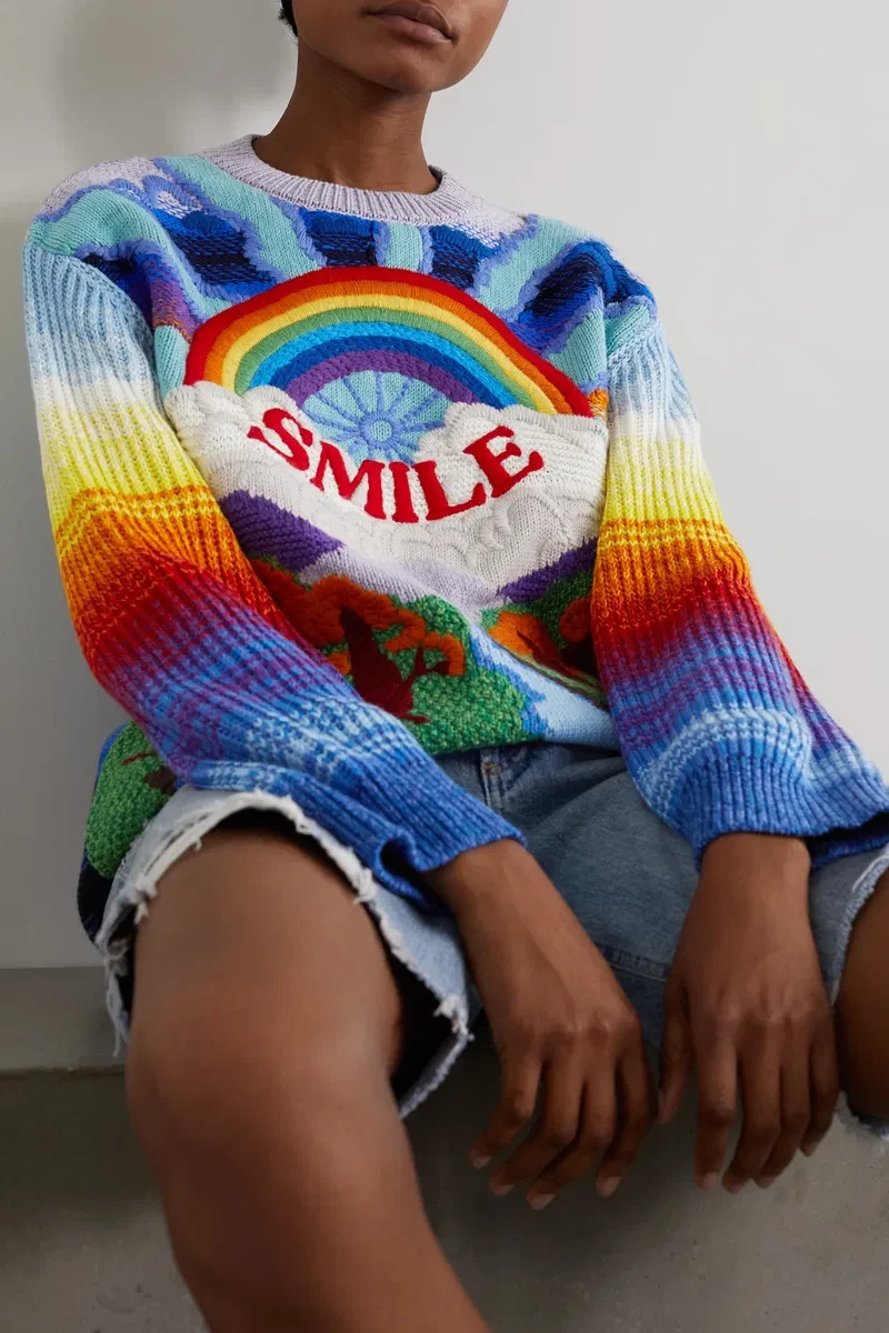 Stella McCartney — STELLA MCCARTNEY Smile Wool Sweater Size 38 /AU 8 Intarsia Knit Jumper RRP $1900