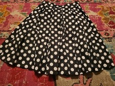 NWOT womens M black and white polka dot rockabilly skirt pleated classic chic