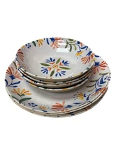 Food Network Mediterranean Floral Melamine Dinnerware Set 8 pc Plates Bowls