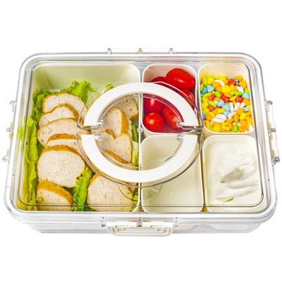 Bandesun Divided Serving Tray with Lid and Handle - Snackle Box Charcuterie Cont