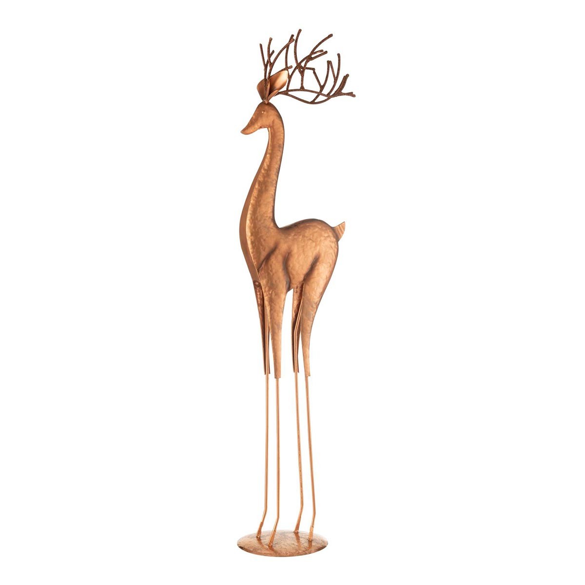 Statue Renne en Métal Valentin 92cm Cuivre pour Sublimer un Angle Vide