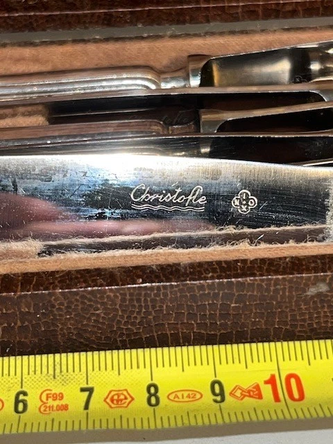 6 couteaux CHRISTOFLE modèle FILET CHINON métal argenté couvert 20 cm - Photo 3/4
