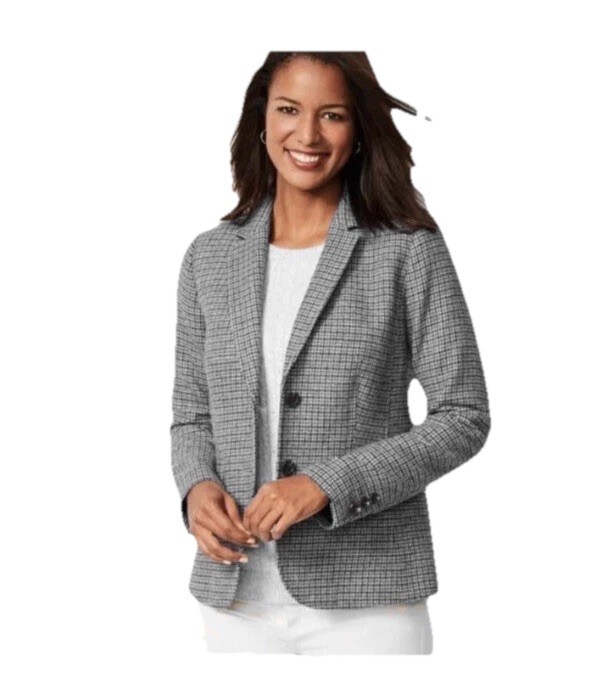 Talbots Blazer Houndstooth Jacket Wool Blend Size… - image 1