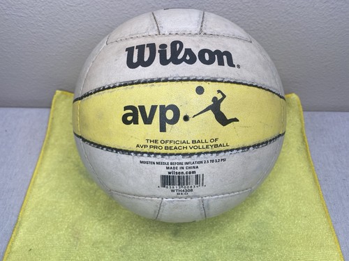 Official Wilson Yellow White AVP Pro Beach Leather WTH4308 Game Ball Volleyball