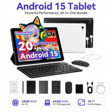 10.1 inch Android 15 Tablet 20GB RAM 64GB ROM IPS LCD HD WIFI Dual Camera