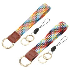Keychain Wristlet, 2 Pcs Cute Keychain Woven Wrist, Colorful/Colorful Purple