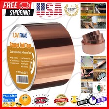 Copper Foil Tape 2inch X 33 FT with Conductive Adhesive for Guitar and EMI Sh...