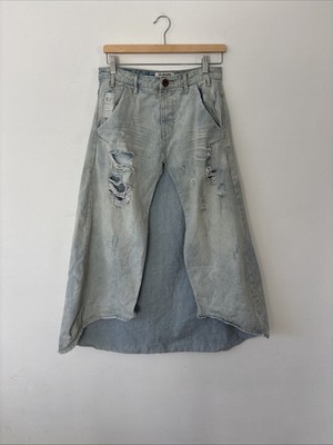 One Teaspoon Aspen Mrs Carter distressed maxi denim skirt sz 26