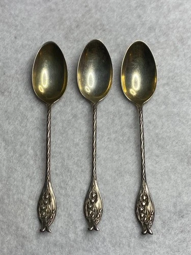 Sterling Silver (3) Gorham Demitasse spoons 1895  Floral 4 1/8 in. 19.9 grams