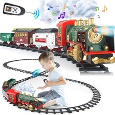 RC Eisenbahn Set Wiederaufladbar Spielzeug Dampflok Zug mit Fernbedienung Sound