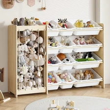 EXPERLAM Kids Toy Storage Organizer, 2-in-1 Stuffed Animal Storage