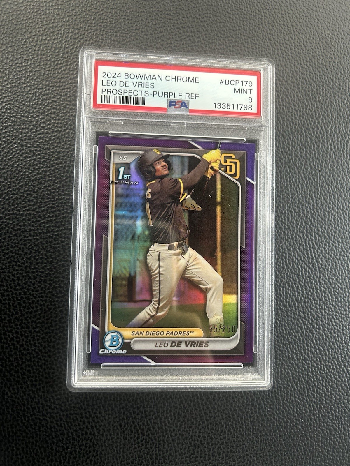 2024 Bowman Chrome - Prospects Leo De Vries #BCP-179 Purple Refractor /250 (RC)