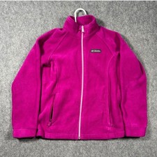 Columbia Girls M 10/12 Benton Springs Full Zip Fleece Jacket Fuchsia Pink Mock