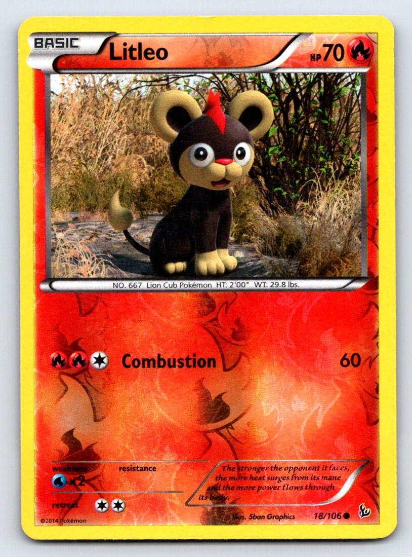 Litleo 18/106 Common Flashfire Pokemon Reverse Holo Lightly Played