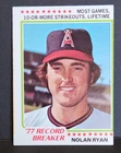 Nolan Ryan 1978 Topps Record Breaker Baseball Card #6 California Angels OC EX