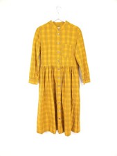 Toast Shirt Dress Size 14 Mustard Yellow Ochre Chalkboard Check Midi Pockets