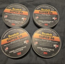 3M Scotch Super 88 Black Vinyl Electrical Tape, 3/4" x 66 ft Roll - 4 Rolls New