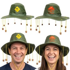 Australia Cork Hat Pack of 2 ? Green Hats With Hanging Corks Australia Day