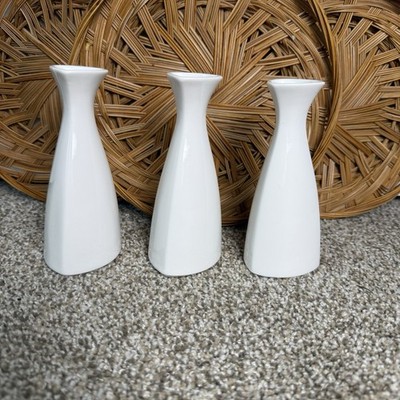 Syracuse China Set Of 3 Slenda White  Porcelain Sake Bottle Vases 708