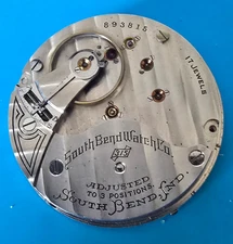 VINTAGE 18 SIZE SOUTH BEND GRADE 315 MODEL 2 POCKET WATCH PARTS