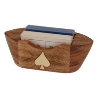 Boot Mit Doppel-Spielkarten Kartenspiel Aus Mango-Holz/Messing 17 X 7 Cm