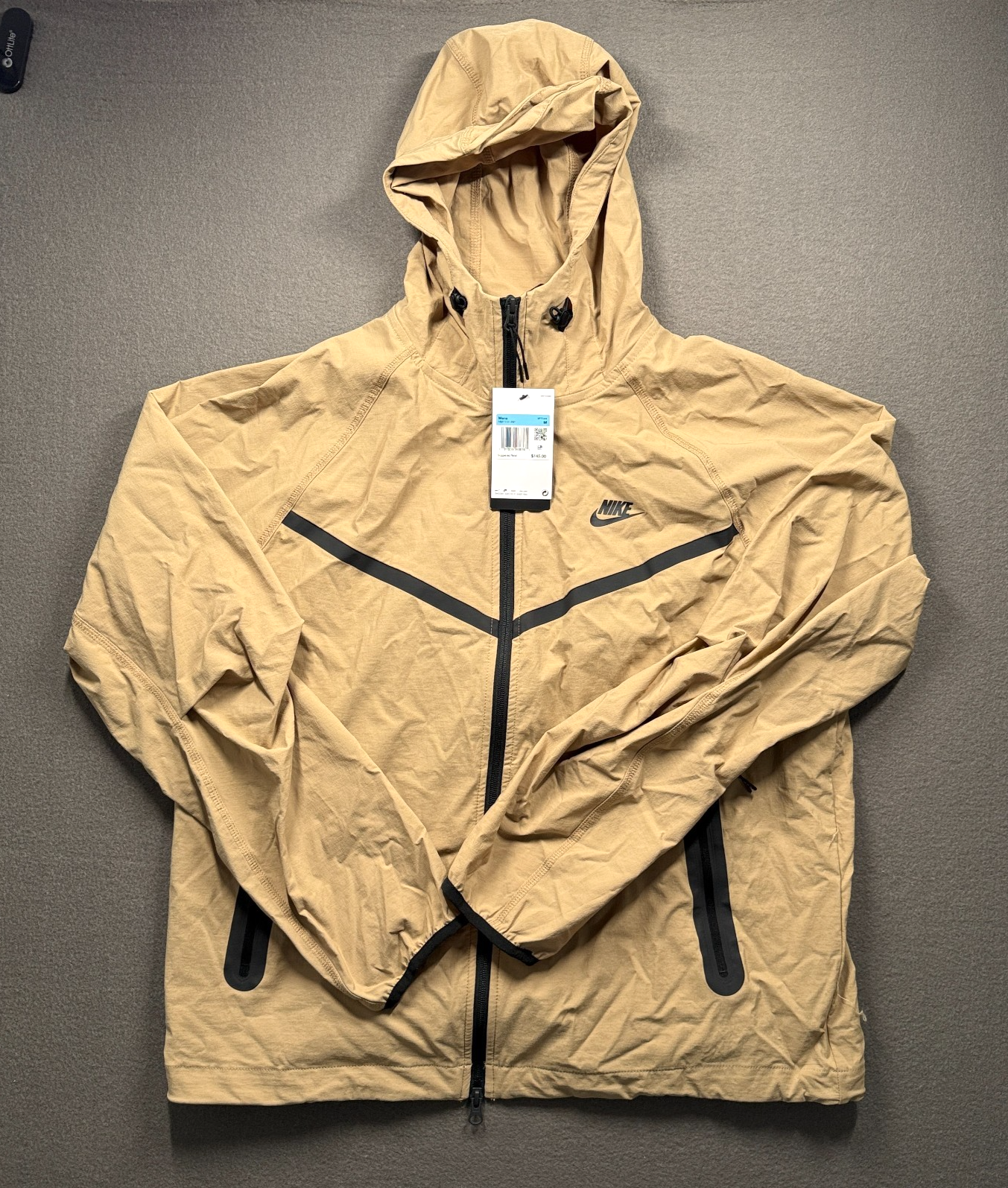Nike Tech Windrunner Woven Jacket Hoodie Parachute Mens M Beige HM7151297
