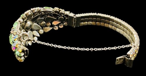 Vintage Signed VENDOME Aurora Borealis Prong Set Glass Rhinestone Bracelet - Picture 10 of 12