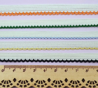 5 Meter Picotkante Dessous Gummizug Borte Nähen Einfassung Basteln weiß blau grün