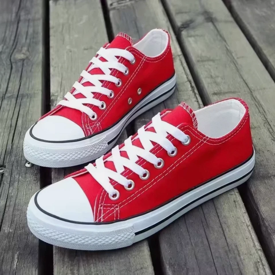 Classic Flat Bottom Low Top Lace Up Unisex Casual Tennis Sneakers - Image 3 of 4