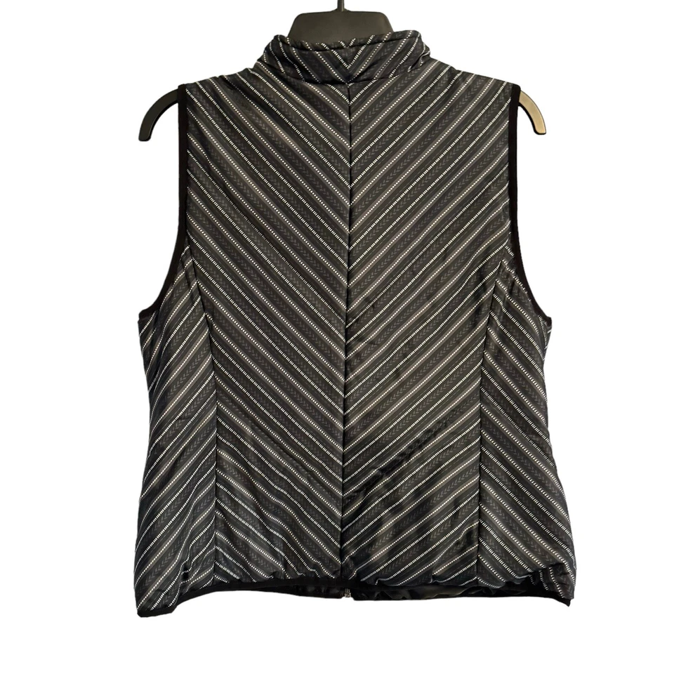 Christopher & Banks Vest Size Large Black Multi Semmipuff Front Zip Vest - Image 2 of 4