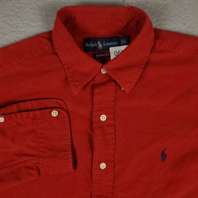 Ralph Lauren Shirt Mens Large Red Pony Casual Button Up Long Sleeve