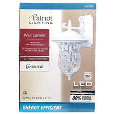 Patriot Lighting LED Outdoor Wall Lantern White/ Hammered Glass 10"x 17.75"x 11"