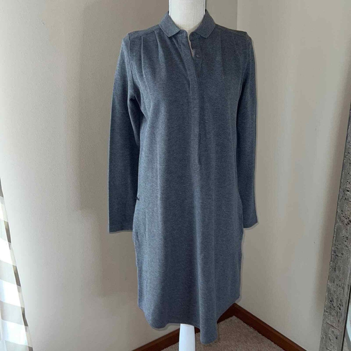 LACOSTE Womans Long Sleeve Shirt Dress LACOSTE Womans Long Sleeve Shirt Dress