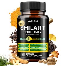 Shilajit Himalayan Energy Booster, Max Strength 85 Trace Mineral, 60 Caps