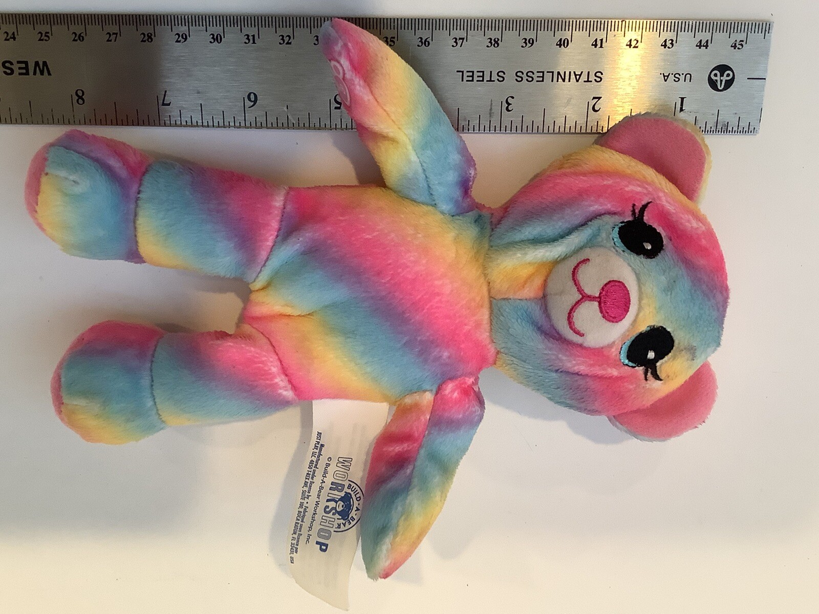 Build A Bear Small Fry Rainbow TieDyed Bear Plush Toy 7” Soft